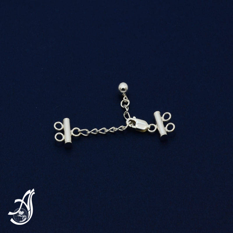 Sterling silver Lobster 2 strand Clasp with adjustable Extention 1 Pc in a package, All in One.(AYS-TEX-2 )