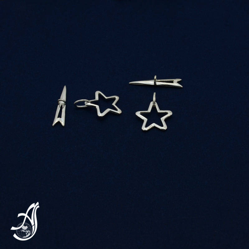 Sterling Silver  STAR Shape Toggle Clasp, (Package of 2 Pairs  )  AYS-TL-20