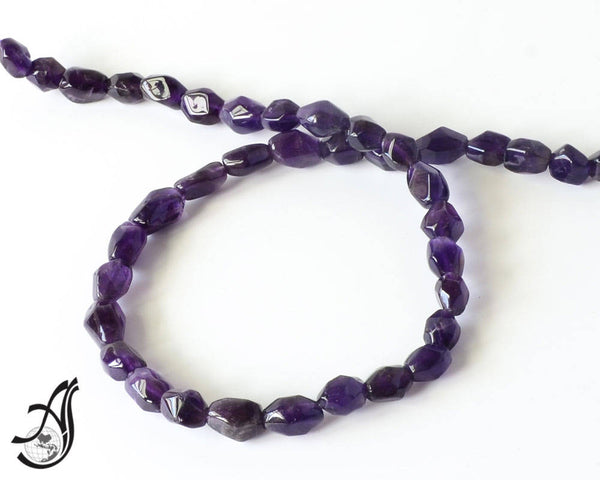 Amethyst African Faceted Nuggets 8x9 to 8x12 mm , appx.,Purple,14 inch ,AAA Best quality,Free Form, full Dark color 100% Natural,