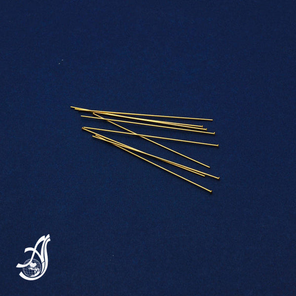 Gold Filled  Head Pins , Flat Head 2 inch long  (Package of 10 Pcs ) AYS-HPGF-4