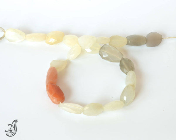 Moonstone Facted Tumble,100% natural, Brown,Peech & Gray color, AAAFine quality, 14x18 mm appx.