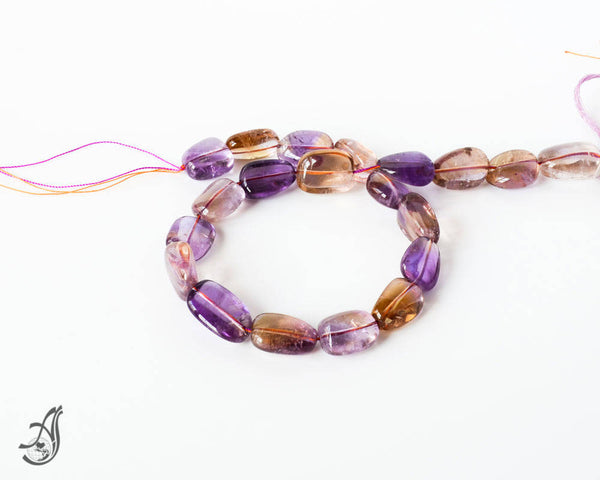 Ametrine Plaine Fine Tumble appx 15mm Best Quality,  Natural ,earth mined, 16 inch, Creative.Purple ,Blossom Colors.Exceptional,Full Luster.