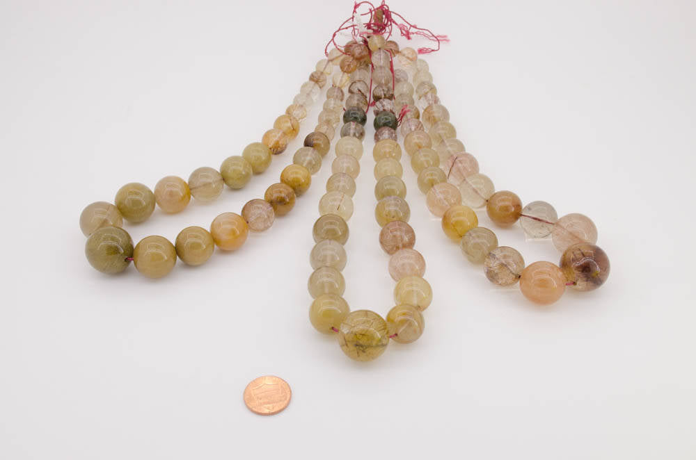 Rutilated Quartz plain Round 8 to 20 mm Graduated Multi color, AAA Quality 15 inch full strand, 100% natural