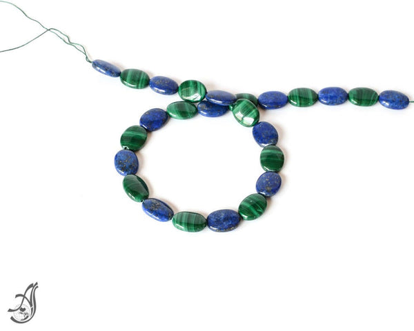 Natural Lapis N Malachite oval , 12x16 ,calibrated Blue & Green togeather naturally, very creative,one of a kind.