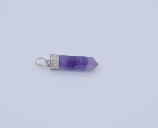 Beautifull pendent Amethyst mineral sharp tip 7x22 mm appx., sterling silver bail
