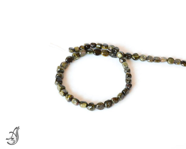 Tourmaline Cat'seye Nuggets 8mm appx. Green, Best quality 15 inch full strand.Each piece has cat's eye on it,One of a kind,Different.