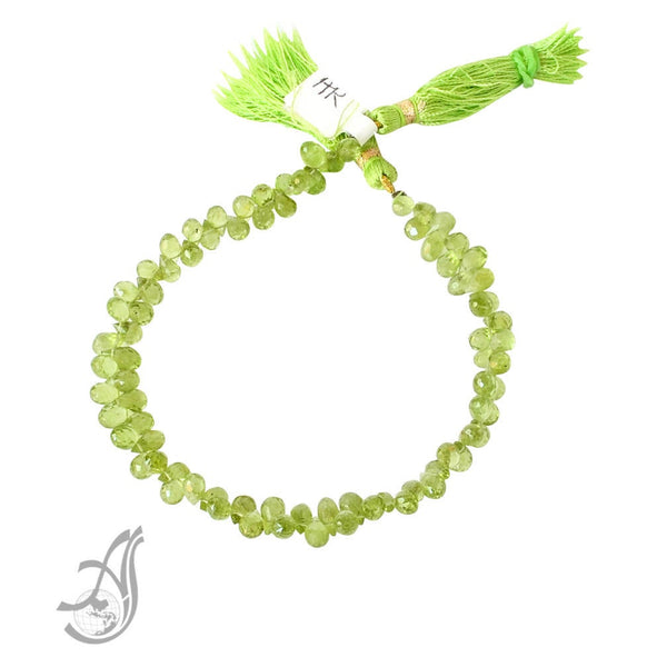 Peridot Briolette Faceted side drill 6x4 to 5x7 mmAppx. Green, 15 Inch strand ,Green, Gemstone Bead 100% Natural, AAA gem quality