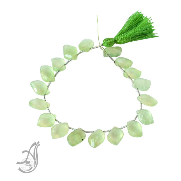 Green Prehnite Bead Necklace, Fancy Leaf Faceted Prehnite, 8x12mm Prehnite For Jewelry, Loose Prehnite, 8 Inch Strand Bead