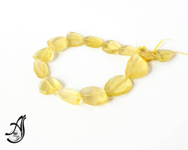 Lemon Citrine Flat Tumble Faceted 17x19 to 22x31appx.Natural earth mined, 16 inch, Creative.Yellow, Lemon  Colors,Full Luster.