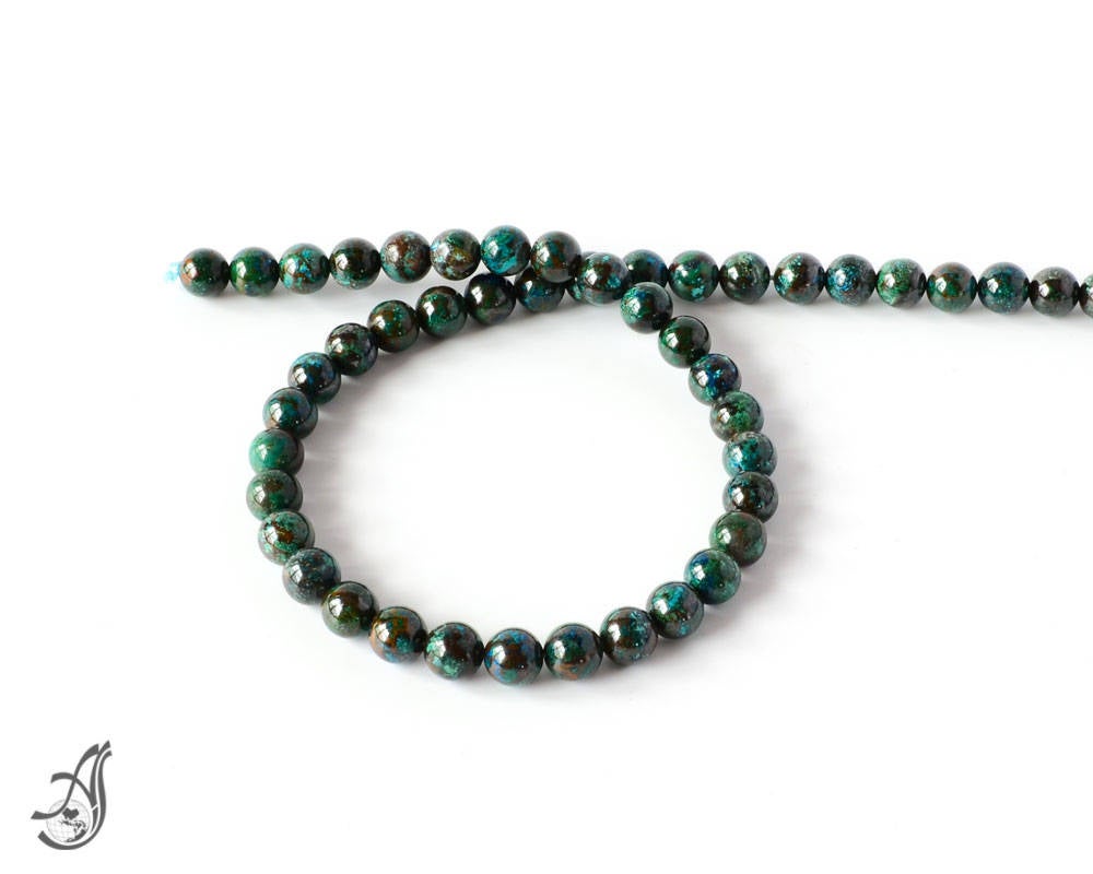 Chrysocola Round 8mm Round,Nice quality 16 inch full strand.One of a kind, Self creative pattern on it naturally.