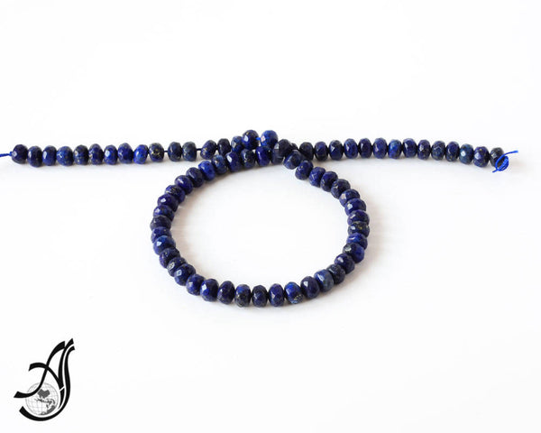 Lapis Lazuli 8 mm  faceted Rondale   ,16 inch ,blue color,  Natural ,Most creative,