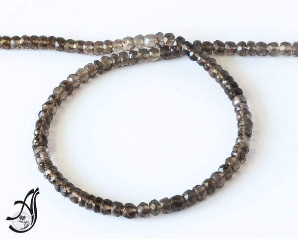Smokey Quartz Facette Shaded Roundale 5 mm appx. 15 inch,creative.100% Natural ( code-I.AI )  )