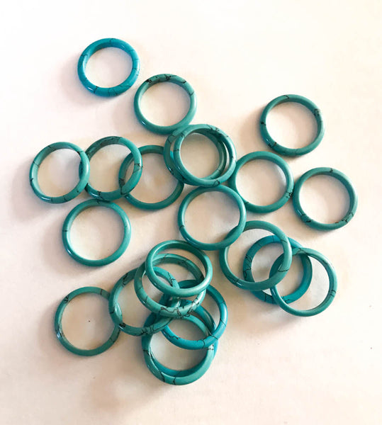 Hawolite Rings- Ring Size  , 7 , 8, 9  thickness is 3 mm, 100% Natural ( Looks like Turquoise)