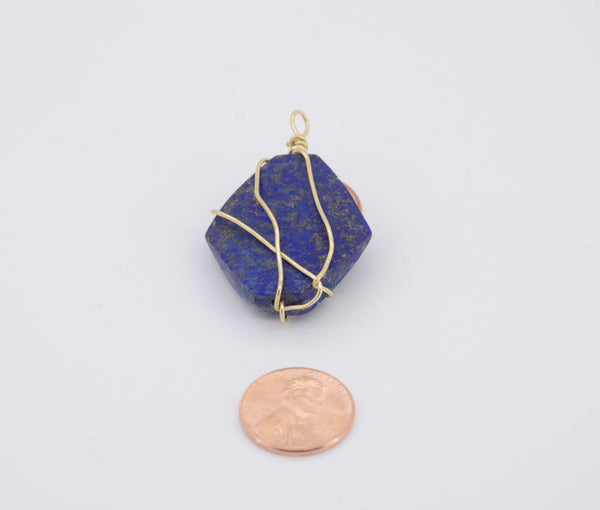 Beautiful Wire wrap Lapis pendent,
