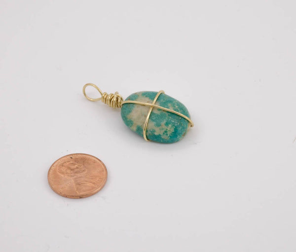 Beautiful Wire wrap Amazonite Oval pendent,