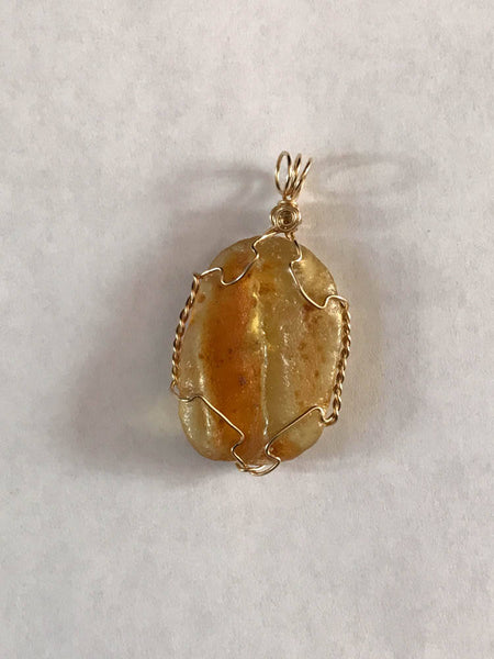 Natural Baltic  Amber Pendent, Beautifull and artistic wire wraping with Goldfilled wire , Ready to Wear, 100% Natural