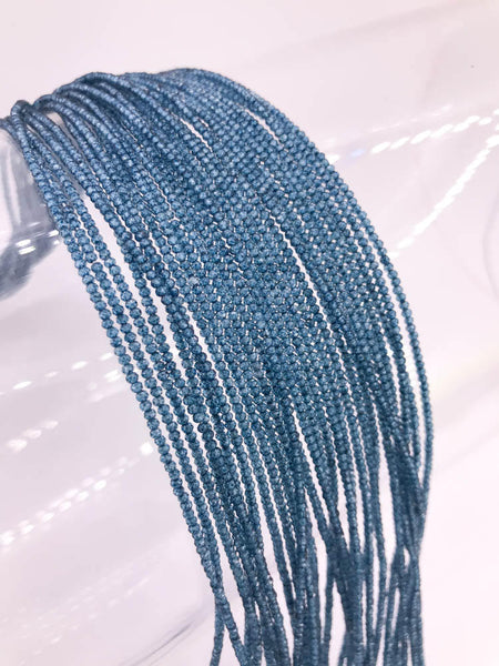 London Blue Topaz  Faceted Round 2.4 mm 13 inch strand,  ,Beautiful Dark blue. Creative.Fine drill whole ,Most Creative Like Diamond(#901)