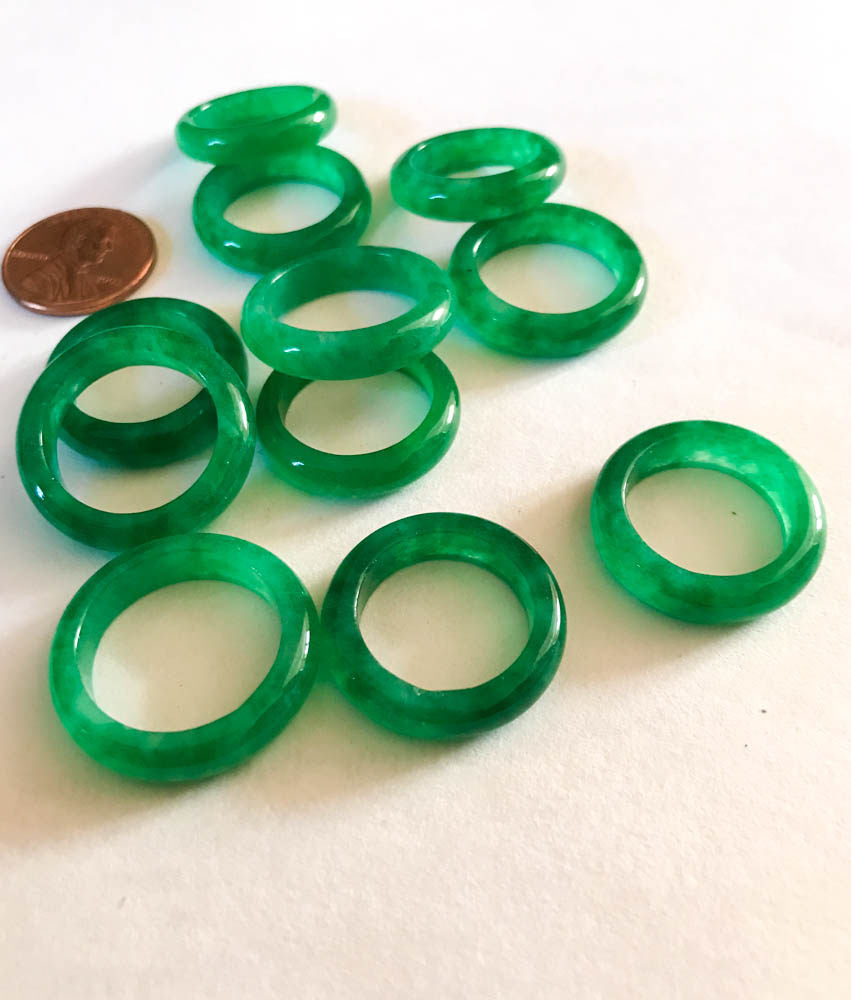 Beautiful Green Jade Rings Size 5 & 6  approximately. 5 mm thickness, Can be used for Various styling jewelry.