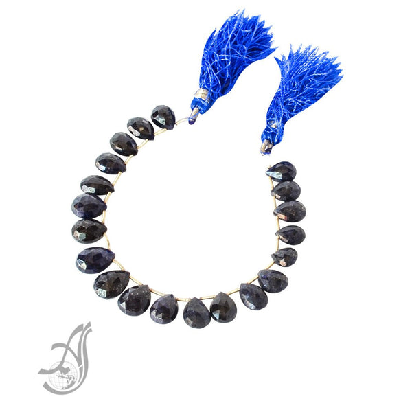 100% Natural Sapphire Bead, Australian Sapphire Beads Necklace, ,7x10 to 9x13mm Pear Cut Sapphire Gemstone Bead, 8 Inch Strand