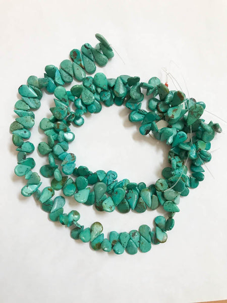 Turquoise Briolette Plain 8x10 to 11x13 mmappx.,  100% Natural earth mined, 15 inch, very creative for various designs.Exceptional