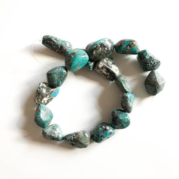 100 %Natural Turquoise,Plain Nuggets, 17x 24 mm appx.Beautiful Bluish with Matrix , 16 inch strand , very creative, One of a kind
