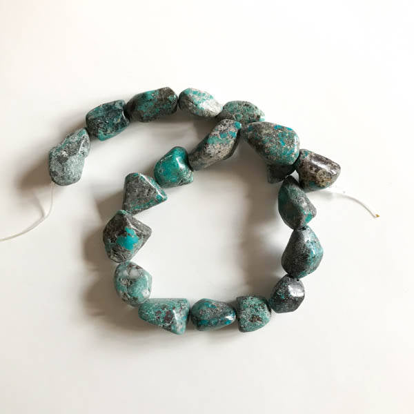 100 %Natural Turquoise,Plain Nuggets, 18x18 mm appx.Beautiful Bluish with Matrix , 16 inch strand , very creative, One of a kind (910)