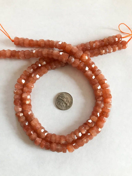 8mm Natural Sunstone Rondelle Beads, Gift For Women, Sunstone For Jewelry Making, 15 Inch Strand Beads,Sunstone Bead Necklace,Gemstone Beads