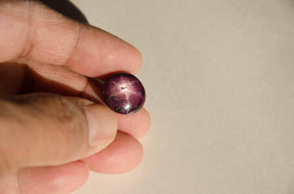 Natural Ruby star  mm, perfect lines 100% natural ,14.25x 15.12 mm Red in Focus Sun Light/Torch light as per photo