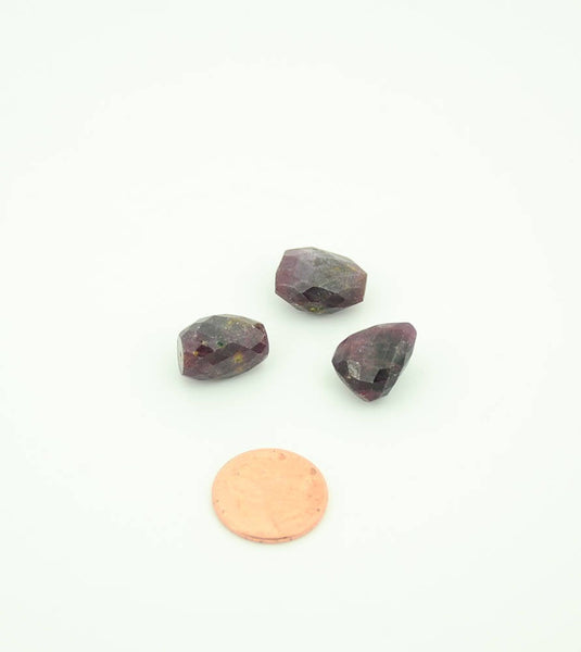 100% Natural RUBY Faceted Tumbel 3 pcs Pacjage , Cts.57.3 metaphysics properties ( CB-00129)