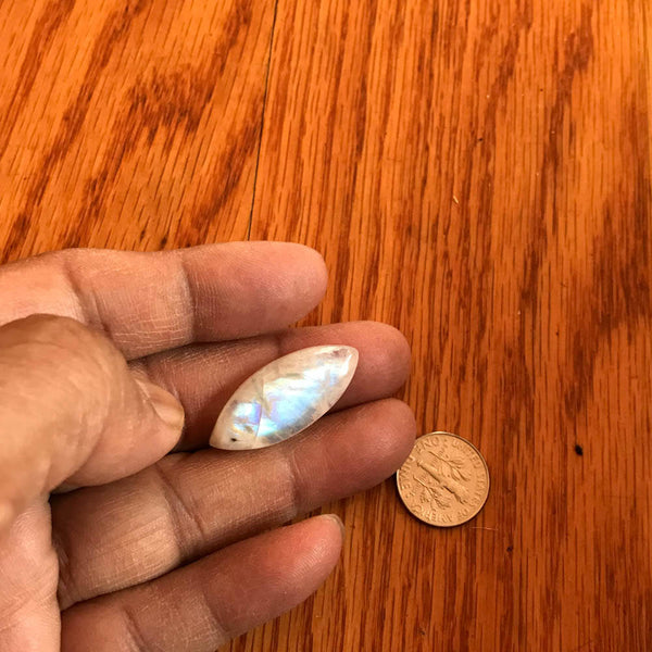 Rainbowmoonstone Marquise Cabochons 1 pcs, AAA  Extra ordinary quality, best Sheen or Rainblw, 13x30.7xh6.2  appx mm