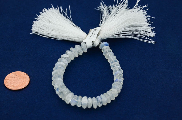 Rainbow Moonstone AAA Top Quality Rondale 7.5 to 9 mm , Graduated,  6.5inch strand strong rainbow fire on each bead 100% Natural(#975)