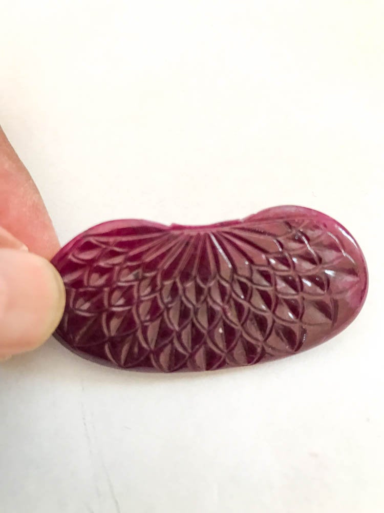 100%Natural Ruby Exceptional Ovalish Pendant  hand carved,  Best for most creative & Rare design ,Beautiful Red (# CB136)