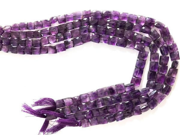 Amethyst Faceted Chicklates 9x 10 mm appx. Purple,15 inch ,Full of color & color bands patterns , Best  color 100% Natural,