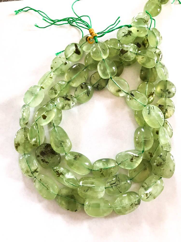 Natural Prehnite Bead, 15X17 To 17X26MM, Smooth Prehnite Tumbler, Green Prehnite Necklace, Gift For Women