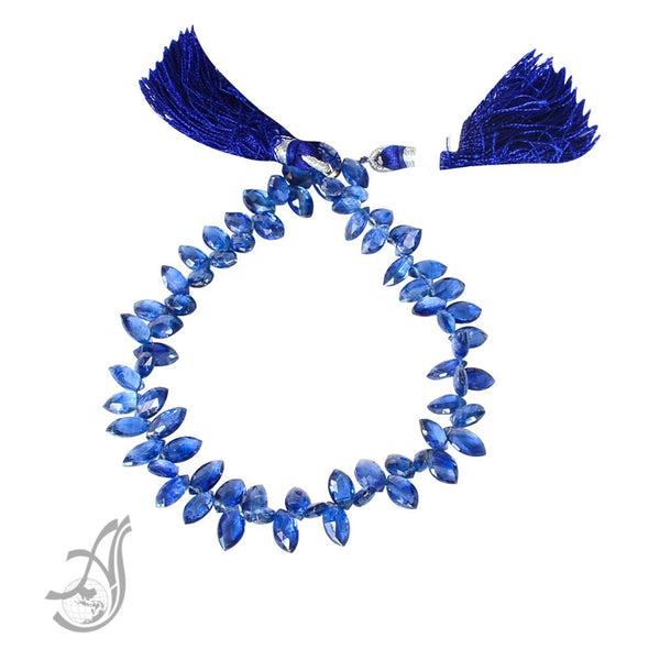Natural Kyanite Bead, 4.4x7 to 4x9mm Marquise Blue Kyanite Gemstone Bead Bracelet, September Birthstone Jewelry, 8 Inch Kyanite Bead Strand