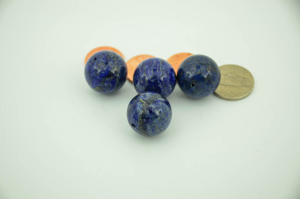 Natural Lapis Lazuli Plain Round 20 mm ,4 Pcs. Pack,blue color, 100% Natural , best Color,Most creative,