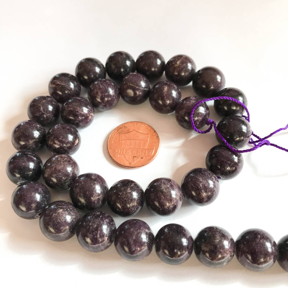 Sugilite  Round Plain 12 mm  High quality,16 inch strand,Purple ,100% Natural , best Color,Most creative natural patterns,(#956)