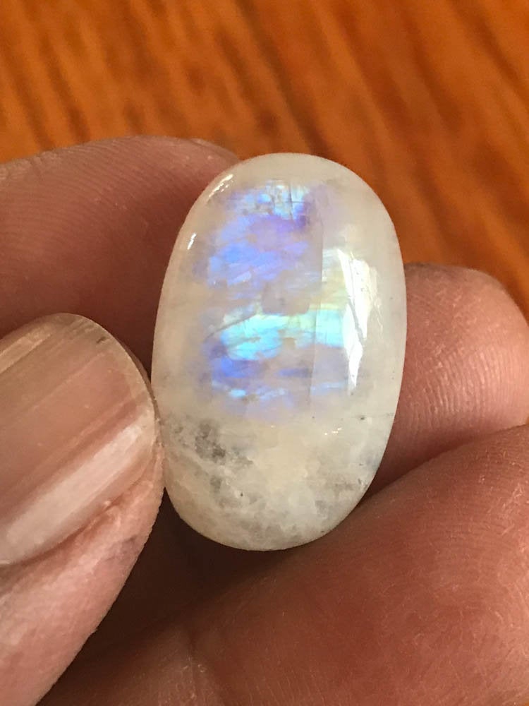Rainbow Moonstone Oval Cabochon AAA quality 15x24 mm , Natural 100%( CB-00144 )