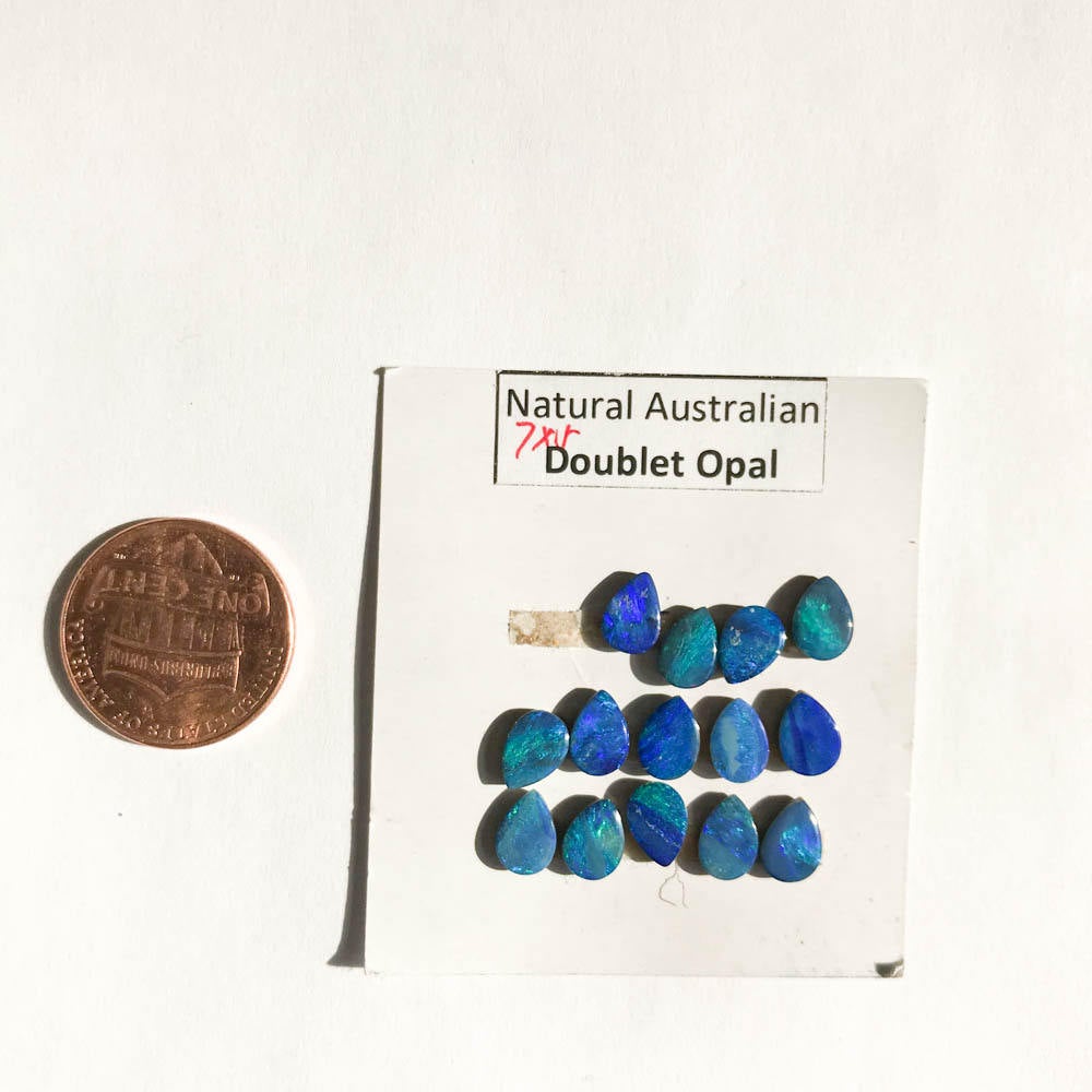 Natural  Australian Black Opaldoublet Pear shape 7x5  MM appx. Bautiful Fire, AAA quality,