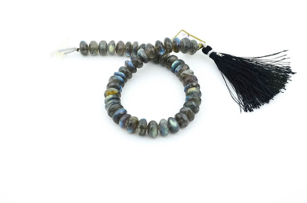 Natural Labradorite/Spectrolite Beads, 7.5MM To 9MM, Labradorite Rondelle Beaded Necklace, Smooth Gemstone Beads, 9.5 Inch Strand