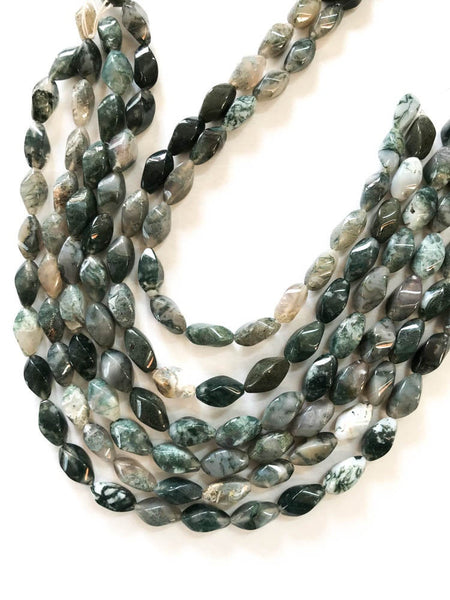 Jaspher Fancy Twist oval 8.5x16mm,100% Natural ,Multi Green, Gray color One of a Kind, Creative heaven,