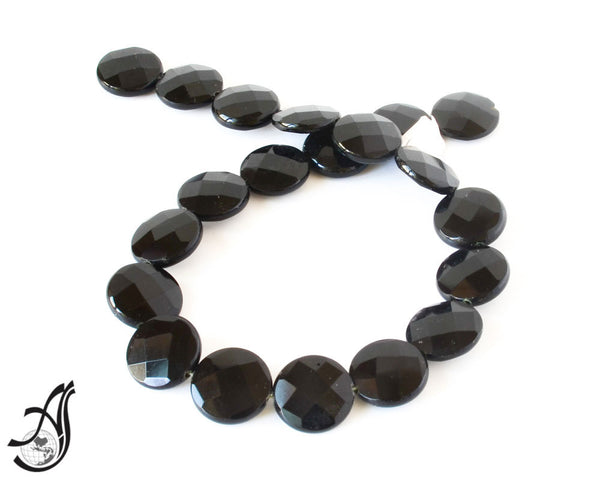 Black Onyx Coin shape Faceted 20 mm appx. Most creative heaven for designer. 16 inch