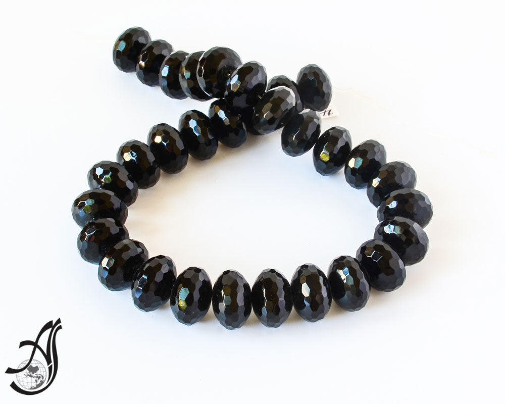 Black OnyxRoundale Faceted, 20 mm appx. Most creative heaven for designer. 16 inch  ( #602)