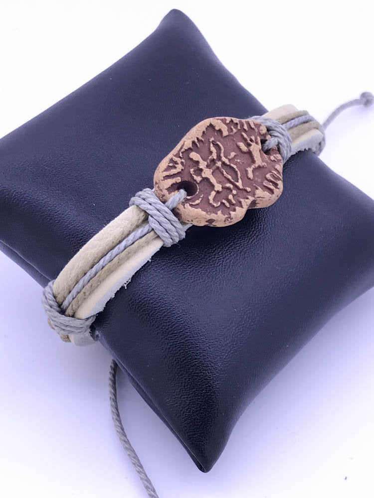 Beautiful Leather Bracelete ,Hand Crafted, Free size ,Leather & Cotton Thread self  design, Noted Clasp adjustable length(AYS-JB-0028-A)