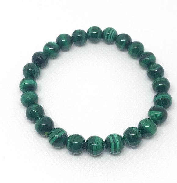 Natural Malachite Bracelet, 8mm Smooth Malachite Bead Bracelet For Women, Men's Bracelet, Green Gemstone Bracelet,April Birthstone (JB-0059)