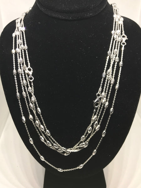 BEAUTIFUL ITALIAN 925 Sterling Siver Chain,station OVAL Diamond cut facett to shine,Various lengths (ST0J-3-Rh-16&18 " One of a kind