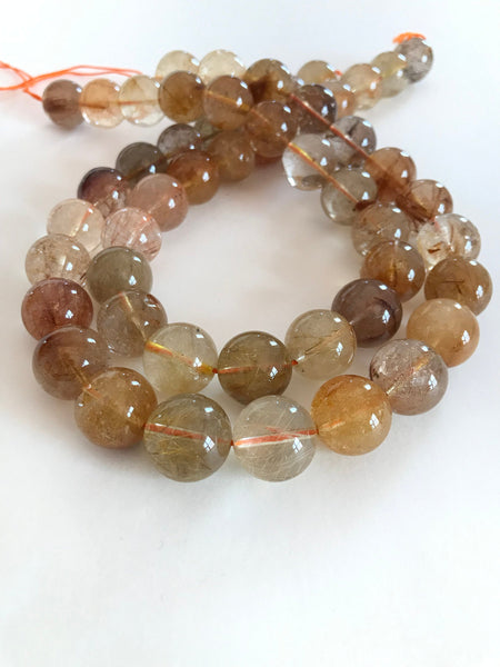 AAA Natural Rutilated Quartz  Round Plain  mm Multi color, 15mm inch, 100% calibrated.Extraordinary, creative patterns.Multi color (#1015)
