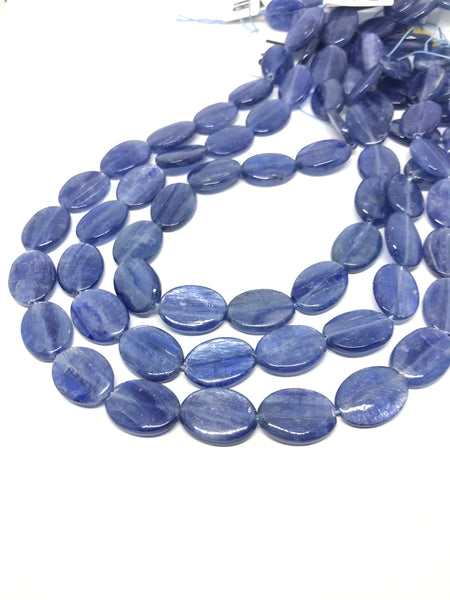 AAA Kyanite Oval  Plain 13x18 mm , Calibrated, Best Blue color,16 inch 100% Natural (1047)