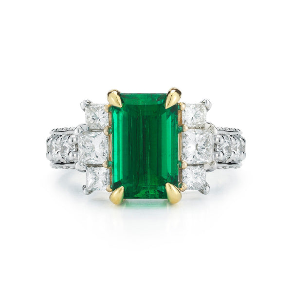 Impressive Zambian Emerald & Diamond Ring, GIA certified 3.73ct stone. Hand crafted elegant design