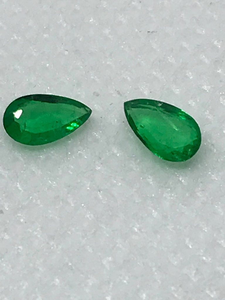 AAA  Zambian Emerald Faceted pear shape 3.18x5.41 & 5 4.x3.15 mm appx. Green color, Lively, pack of 2 pc 100% Natural, creative( #-G-00056 )